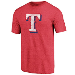 Texas Rangers Official Logo Tri-Blend T-Shirt - Heather Red