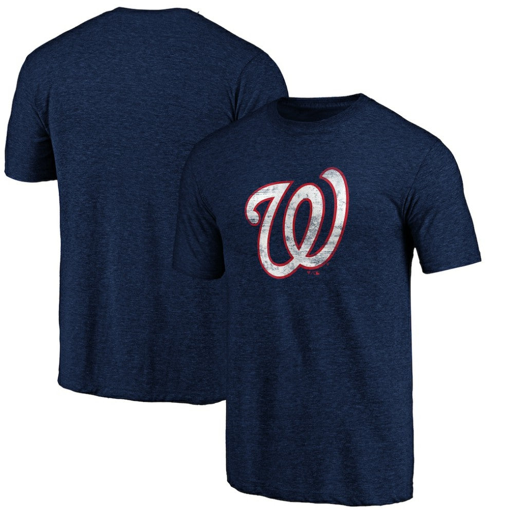 Washington Nationals Official Logo Tri-Blend T-Shirt - Heather Navy