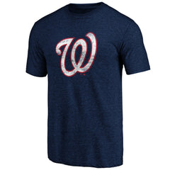Washington Nationals Official Logo Tri-Blend T-Shirt - Heather Navy