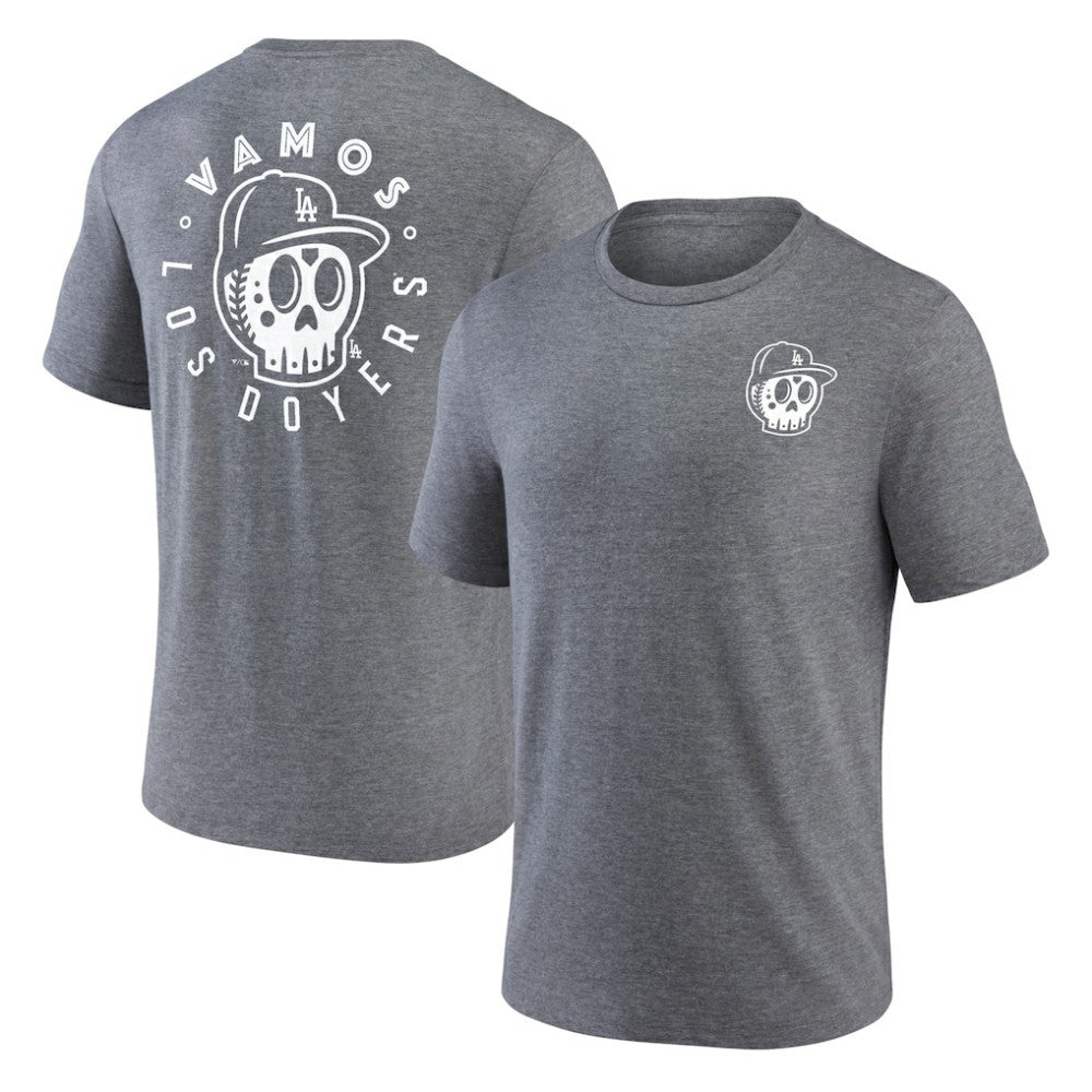 Los Angeles Dodgers Hometown Collection Sugar Skull Tri-Blend T-Shirt - Heather Gray