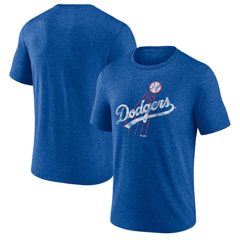 Los Angeles Dodgers Cooperstown Collection Throwback Logo Tri-Blend T-Shirt - Heather Royal