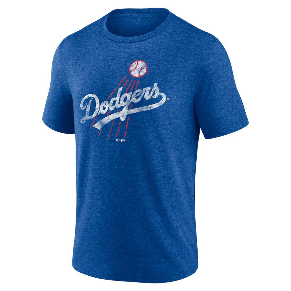 Los Angeles Dodgers Cooperstown Collection Throwback Logo Tri-Blend T-Shirt - Heather Royal