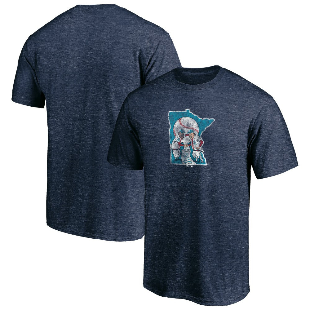 Minnesota Twins Cooperstown Collection Throwback Logo Tri-Blend T-Shirt - Heather Navy