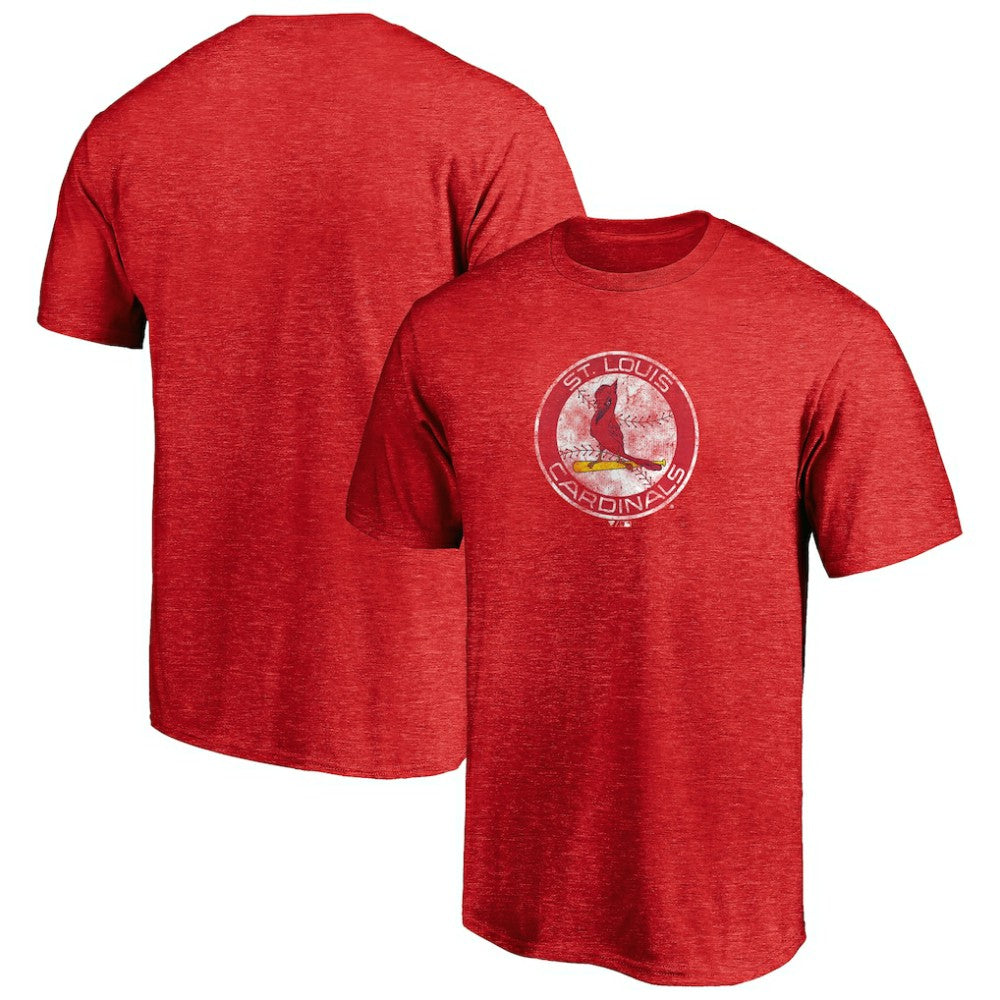St. Louis Cardinals Cooperstown Collection Throwback Logo Tri-Blend T-Shirt - Heather Red