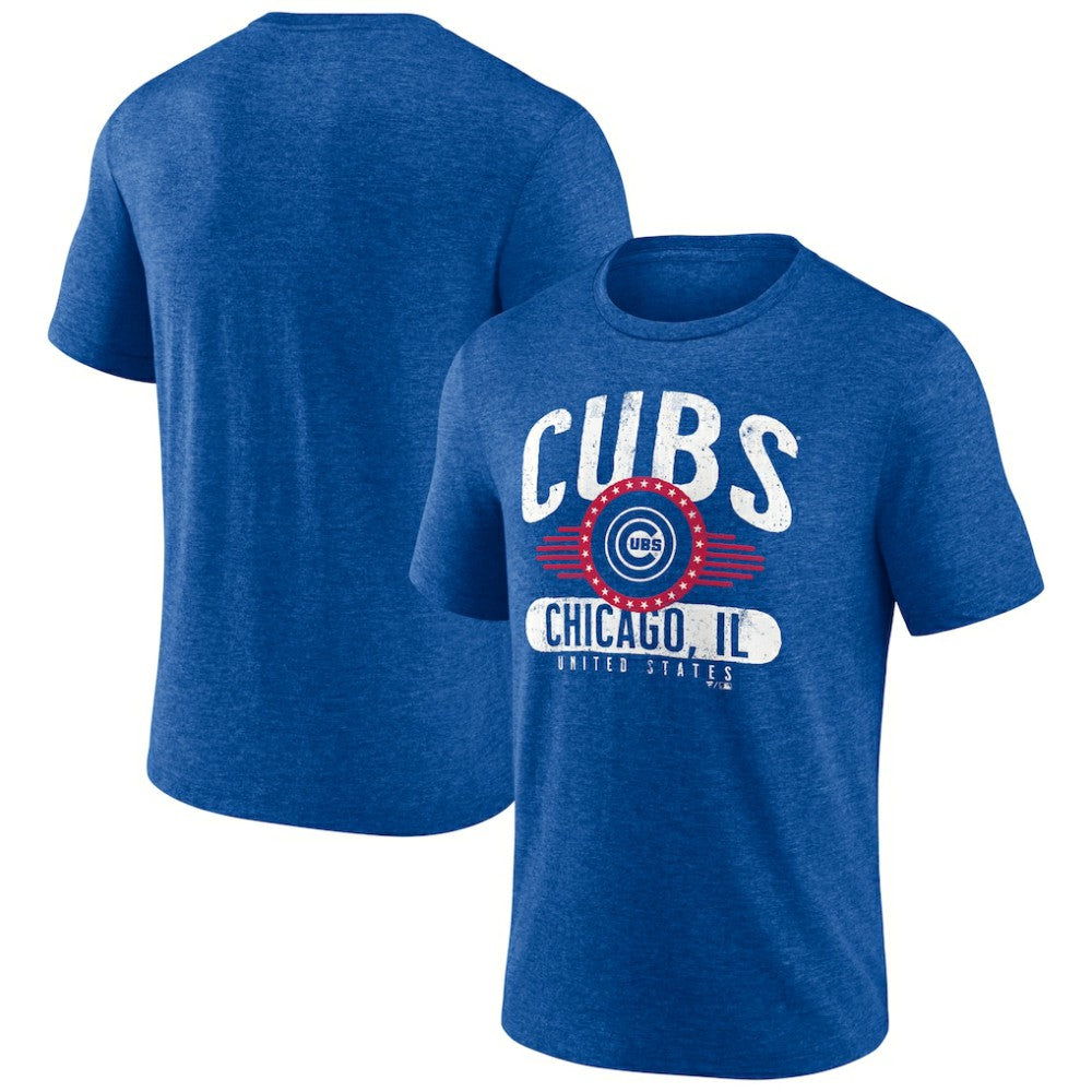 Chicago Cubs Badge of Honor Tri-Blend T-Shirt - Heather Royal