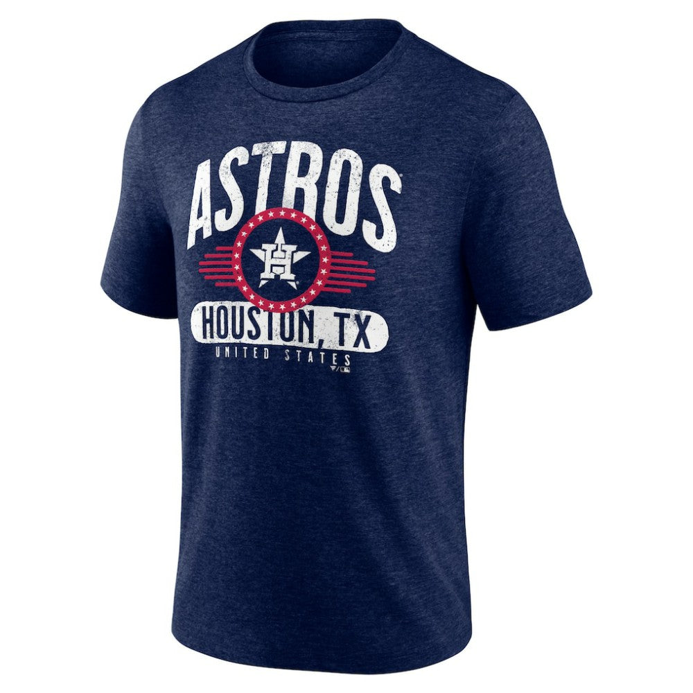 Houston Astros Badge of Honor Tri-Blend T-Shirt - Heather Navy