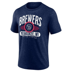 Milwaukee Brewers Badge of Honor Tri-Blend T-Shirt - Heather Navy
