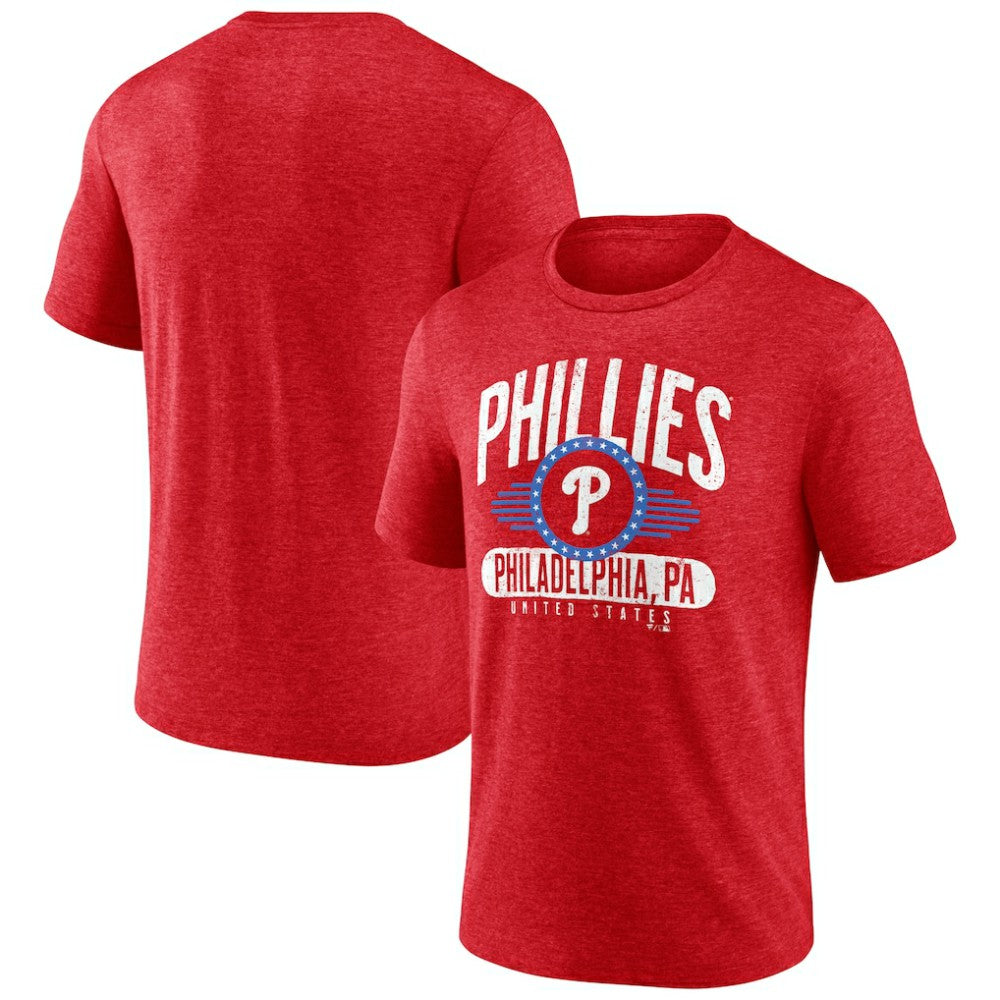 Philadelphia Phillies Badge of Honor Tri-Blend T-Shirt - Heather Red