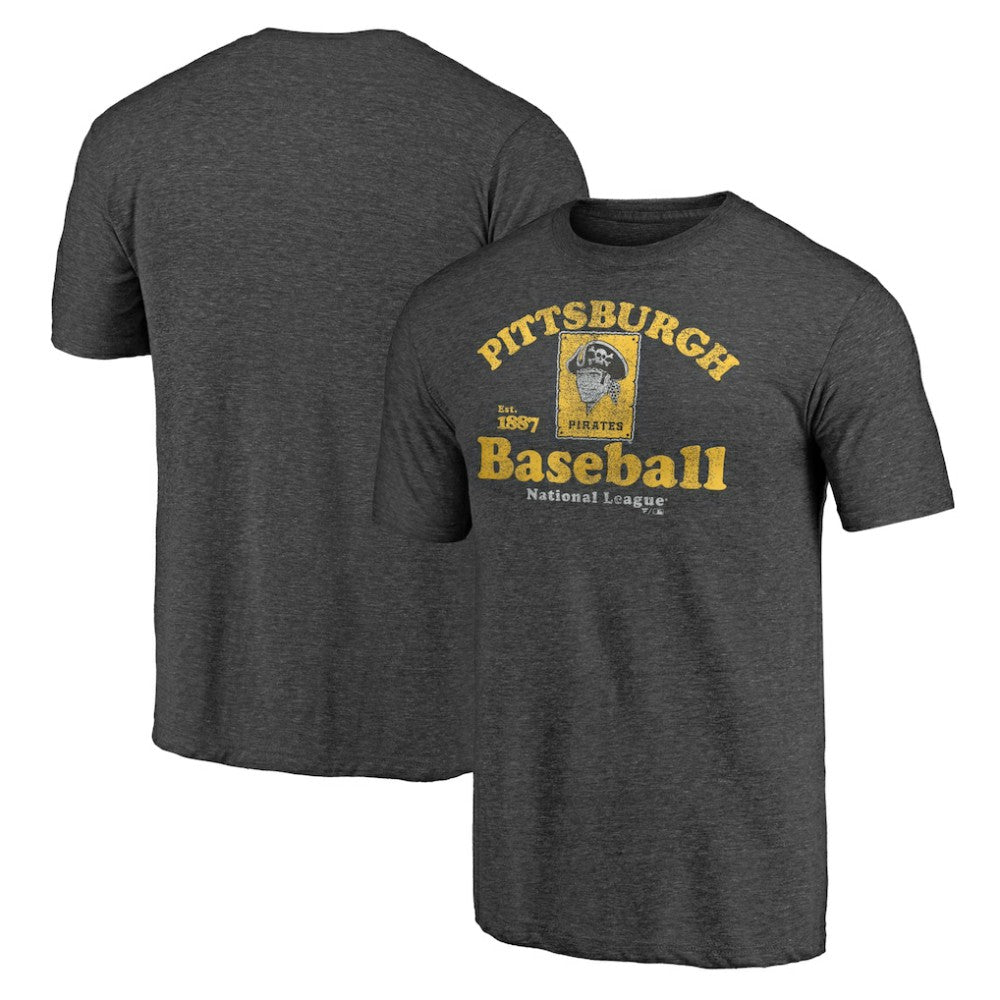 Pittsburgh Pirates Cooperstown Collection Our Game Tri-Blend T-Shirt - Heather Charcoal