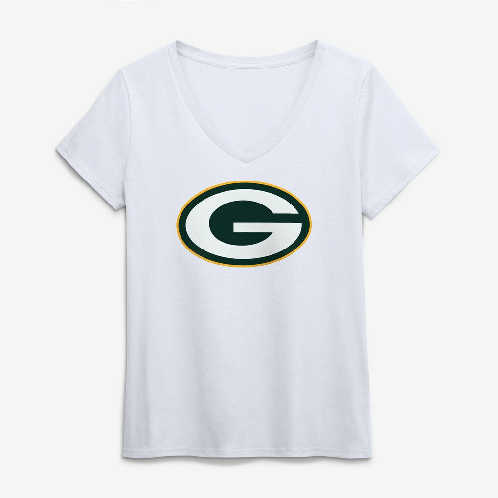 NFL Green Bay Packers Logo Athletic Women's Primary Logo V-Neck T-Shirt