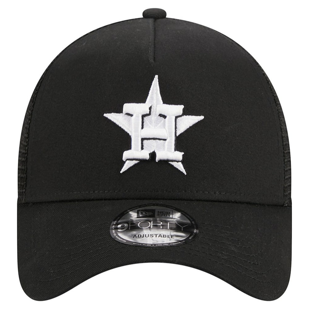 Houston Astros A-Frame 9FORTY Trucker Adjustable Hat - Black | New Era