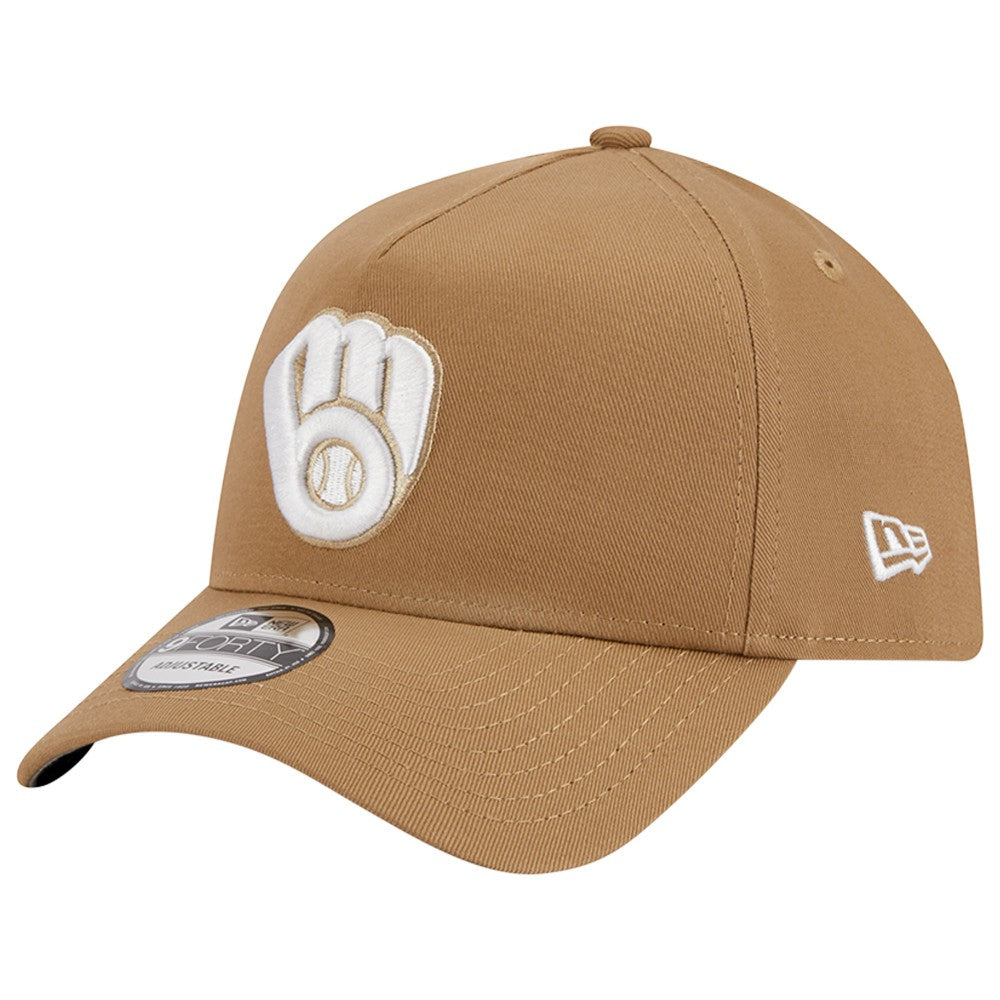 Milwaukee Brewers A-Frame 9FORTY Adjustable Hat - Khaki | New Era