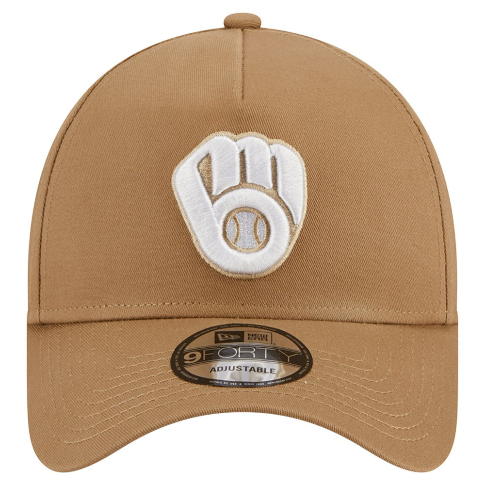 Milwaukee Brewers A-Frame 9FORTY Adjustable Hat - Khaki | New Era