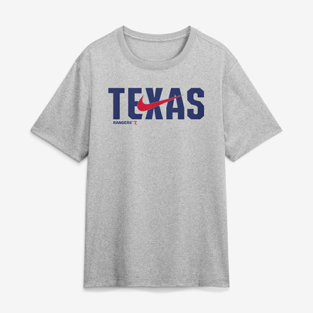 Texas Rangers Swoosh Legend Dri-FIT T-Shirt - Heather Gray | Nike