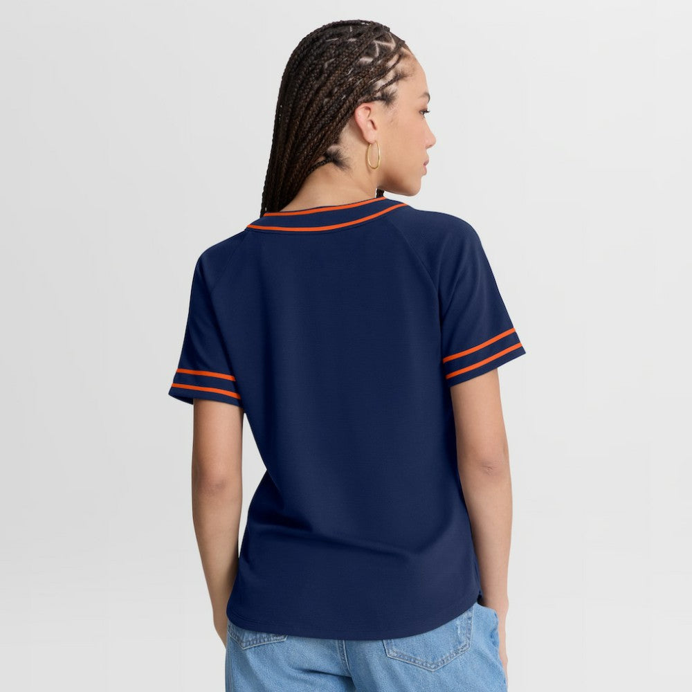 Houston Astros Women's Diva Race Ahead Raglan V-Neck T-Shirt - Navy