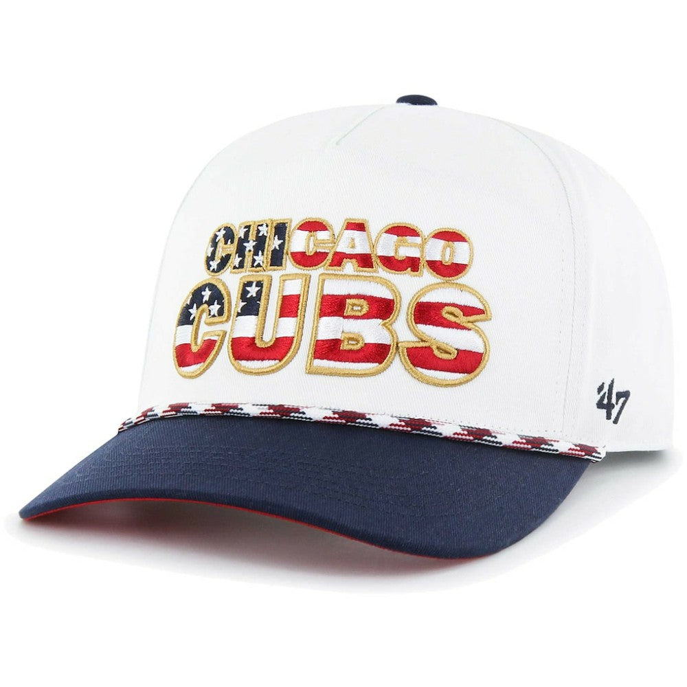 Chicago Cubs Flag Script Hitch Snapback Hat - White | 47 brand