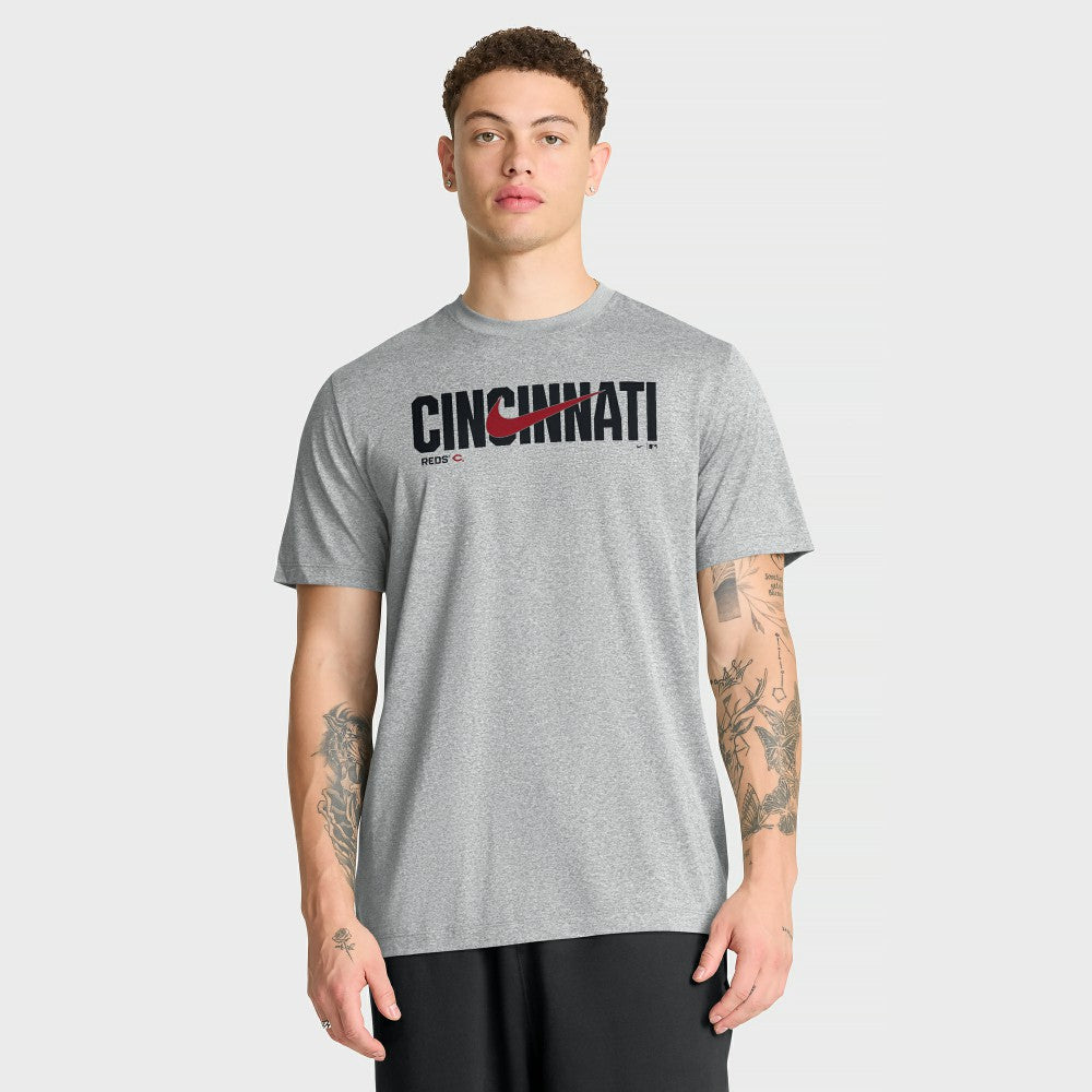 Cincinnati Reds Swoosh Legend Dri-FIT T-Shirt - Heather Gray | Nike