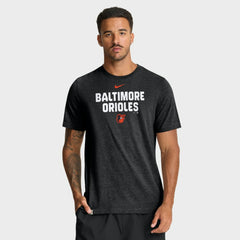 Baltimore Orioles Stacked Tri-Blend T-Shirt - Heather Black | Nike
