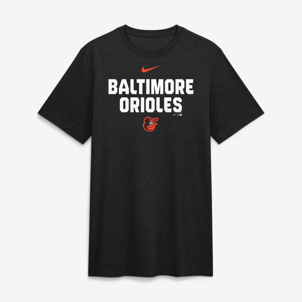 Baltimore Orioles Stacked Tri-Blend T-Shirt - Heather Black | Nike