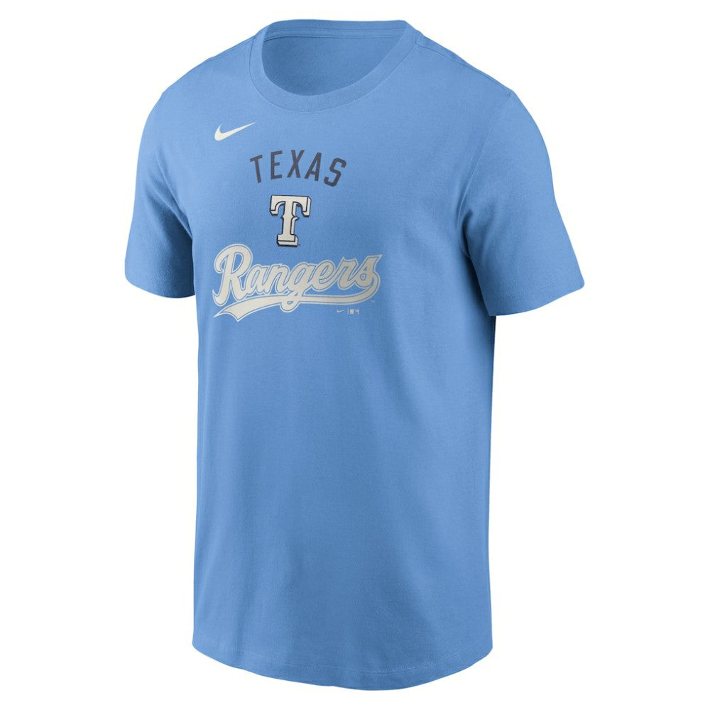 Texas Rangers Early Innings Stack T-Shirt - Light Blue | Nike