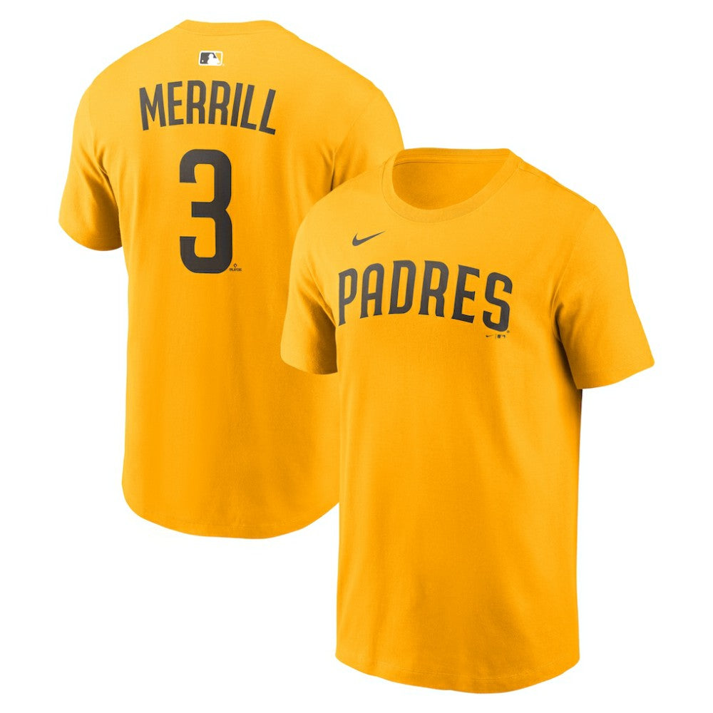 Jackson Merrill San Diego Padres Name & Number T-Shirt - Gold | Nike