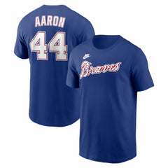 Hank Aaron Atlanta Braves Cooperstown Collection Name & Number T-Shirt - Royal | Nike