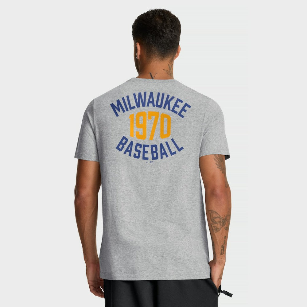 Milwaukee Brewers Cooperstown 2-Hit T-Shirt - Heather Gray | Nike