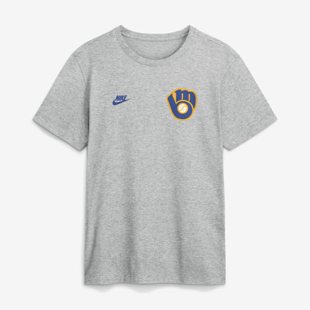Milwaukee Brewers Cooperstown 2-Hit T-Shirt - Heather Gray | Nike