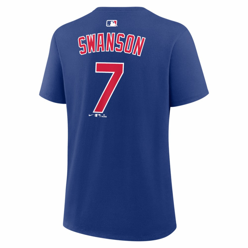 Dansby Swanson Chicago Cubs Women's Name & Number T-Shirt - Royal | Nike