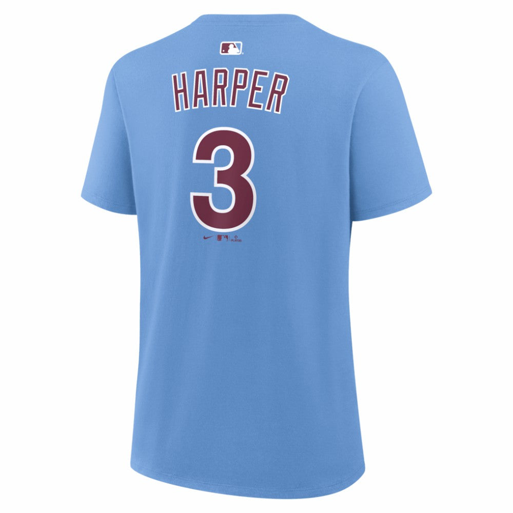 Bryce Harper Philadelphia Phillies Women's Name & Number T-Shirt - Light Blue | Nike
