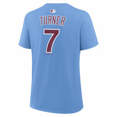 Trea Turner Philadelphia Phillies Women's Name & Number T-Shirt - Light Blue | Nike