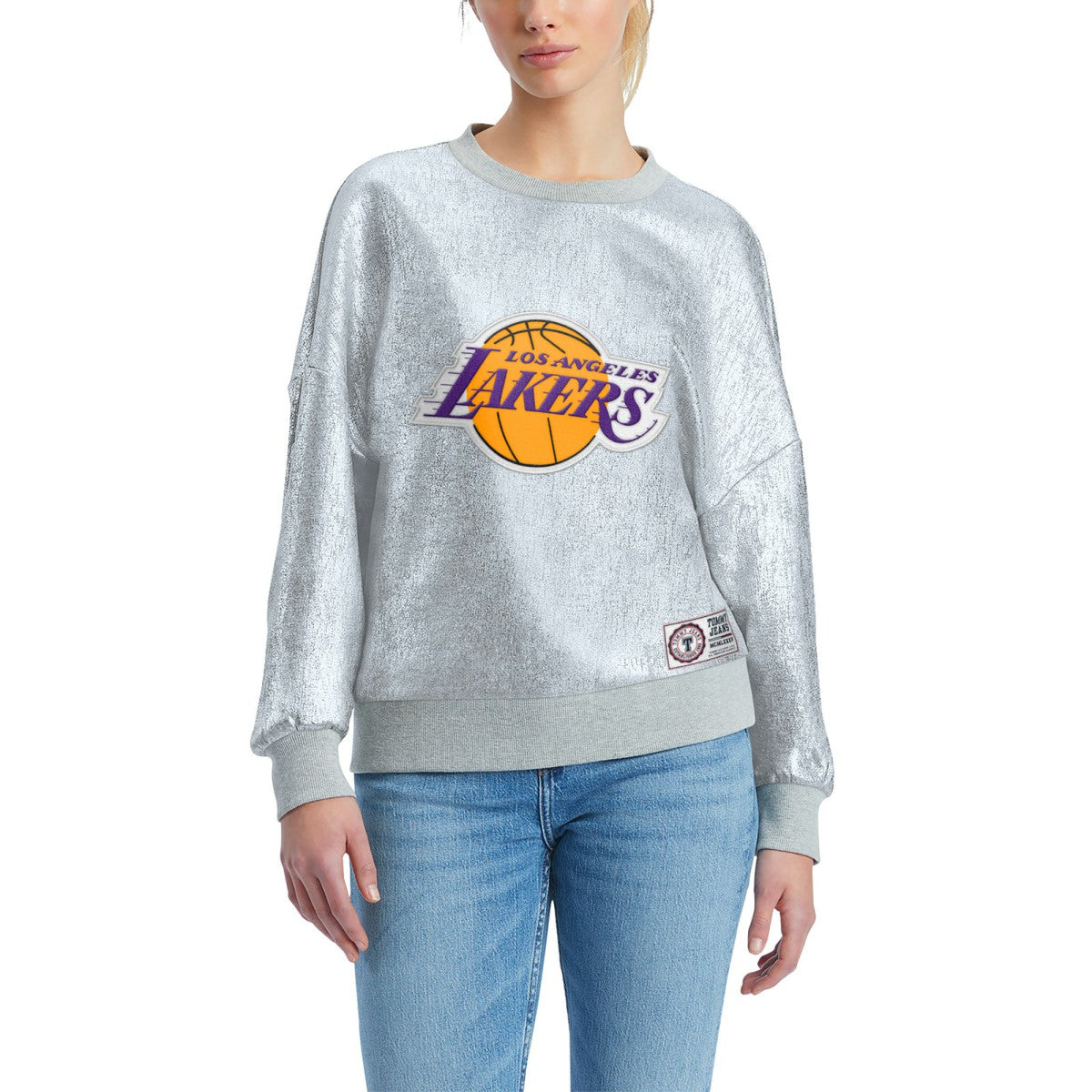 Los Angeles Lakers Tommy Jeans Women's Tracy Pullover Sweatshirt - Silver discount