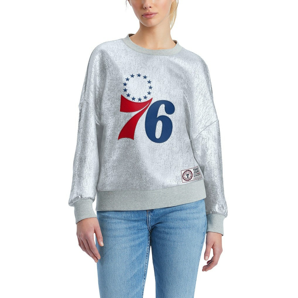Philadelphia 76ers Tommy Jeans Women's Tracy Pullover Sweatshirt - Silver discount