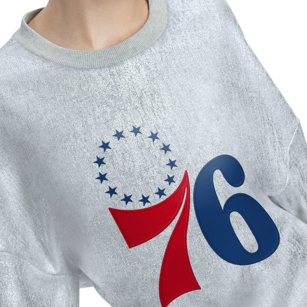 Philadelphia 76ers Tommy Jeans Women's Tracy Pullover Sweatshirt - Silver discount
