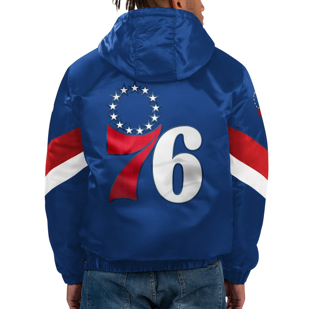 Philadelphia 76ers Starter Force Play Satin Hoodie Half-Zip Jacket - Royal for sale