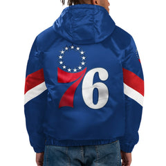 Philadelphia 76ers Starter Force Play Satin Hoodie Half-Zip Jacket - Royal for sale