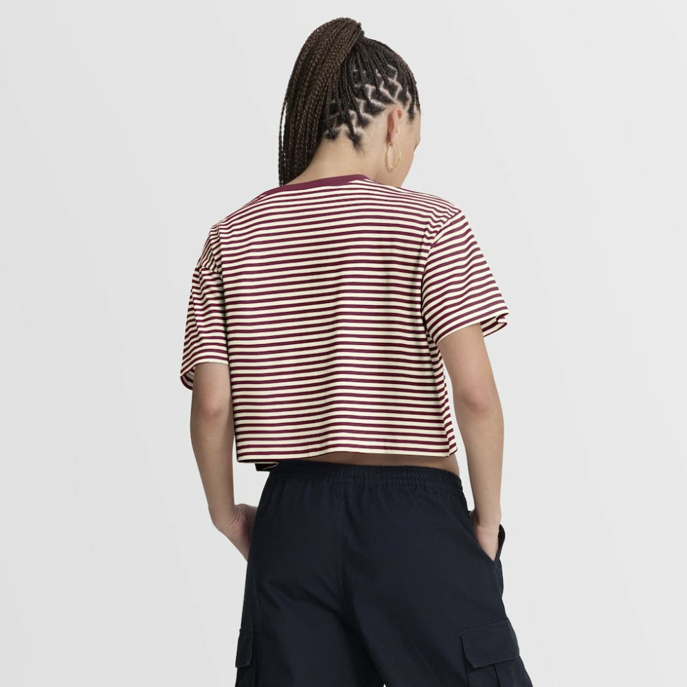 Philadelphia Phillies Women's Cooperstown Collection Striped Cropped T-Shirt - Burgundy/Cream | Nike