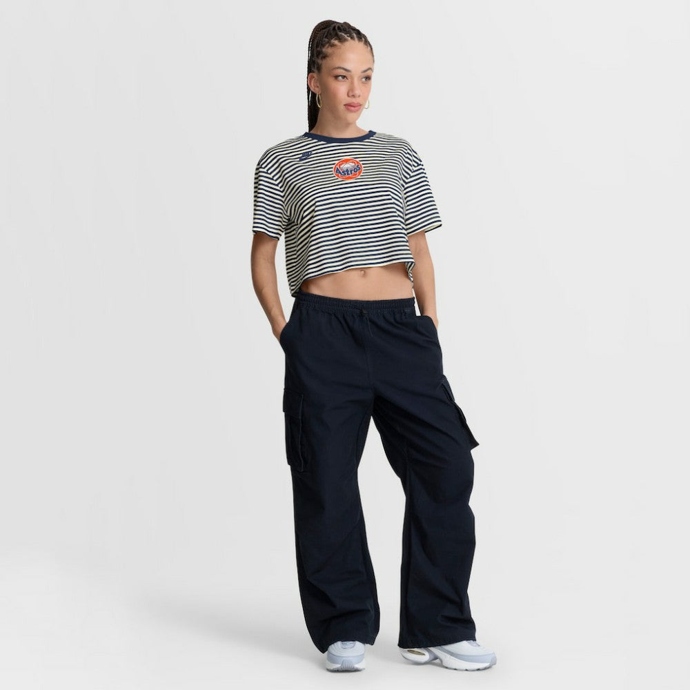 Houston Astros Women's Cooperstown Collection Striped Cropped T-Shirt - Navy/Cream | Nike
