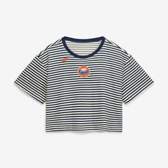 Houston Astros Women's Cooperstown Collection Striped Cropped T-Shirt - Navy/Cream | Nike