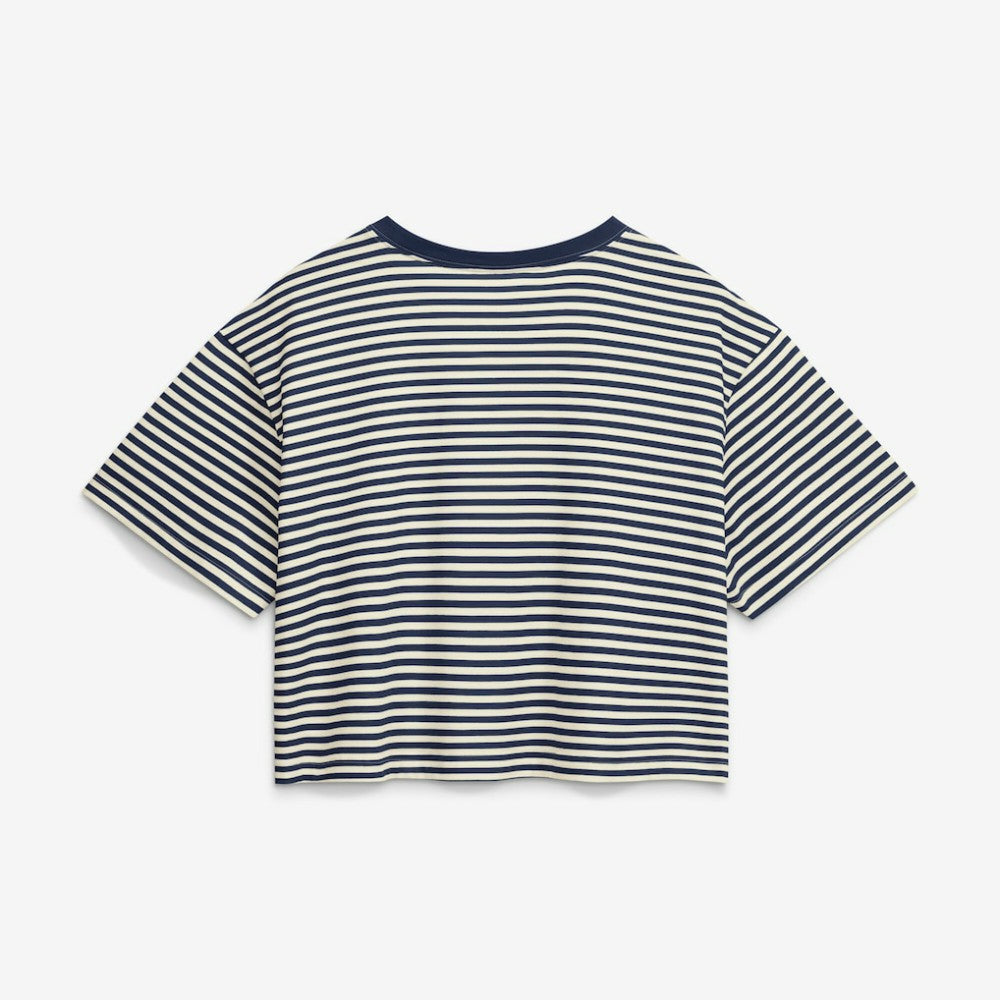 Houston Astros Women's Cooperstown Collection Striped Cropped T-Shirt - Navy/Cream | Nike