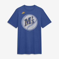 Seattle Mariners Cooperstown Logo Tri-Blend T-Shirt - Heather Royal | Nike