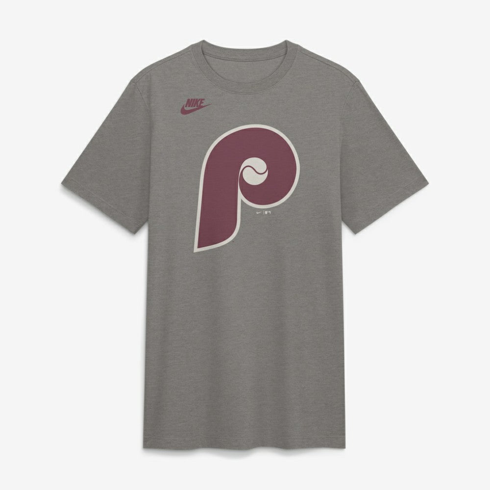 Philadelphia Phillies Cooperstown Logo Tri-Blend T-Shirt - Heather Charcoal | Nike