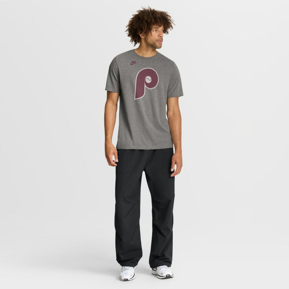 Philadelphia Phillies Cooperstown Logo Tri-Blend T-Shirt - Heather Charcoal | Nike
