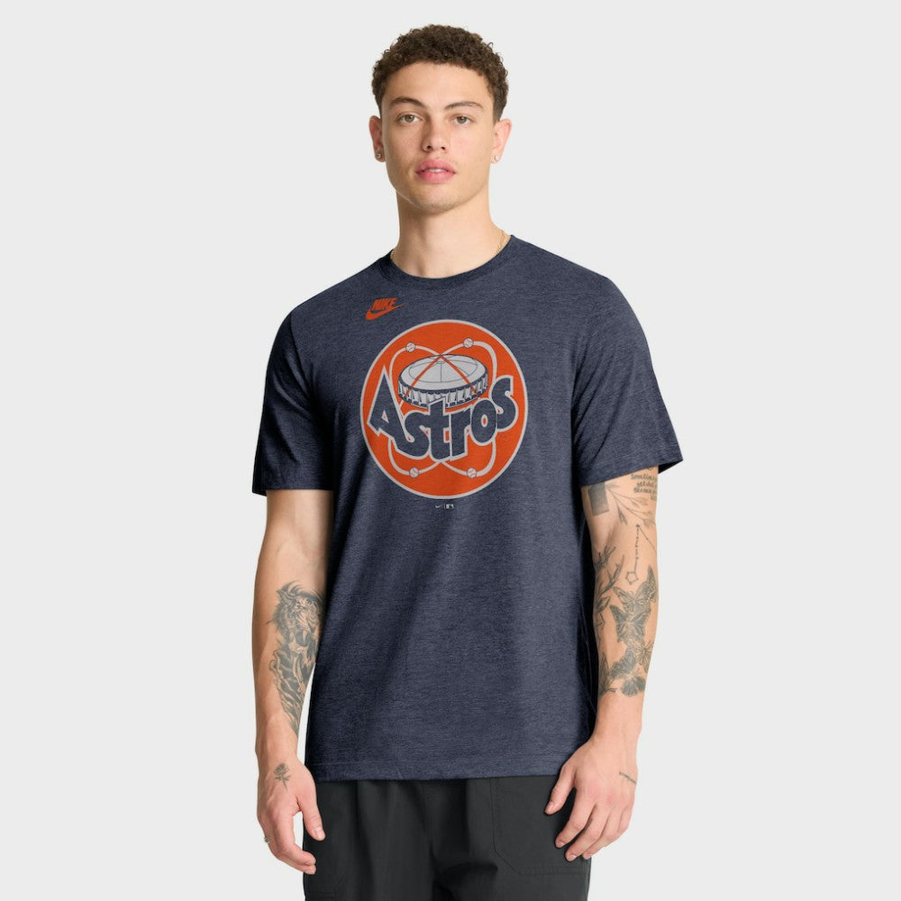 Houston Astros Cooperstown Logo Tri-Blend T-Shirt - Heather Navy | Nike