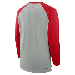 St. Louis Cardinals Authentic Collection Game Time Raglan Performance Long Sleeve T-Shirt - Heather Gray/Red | Nike