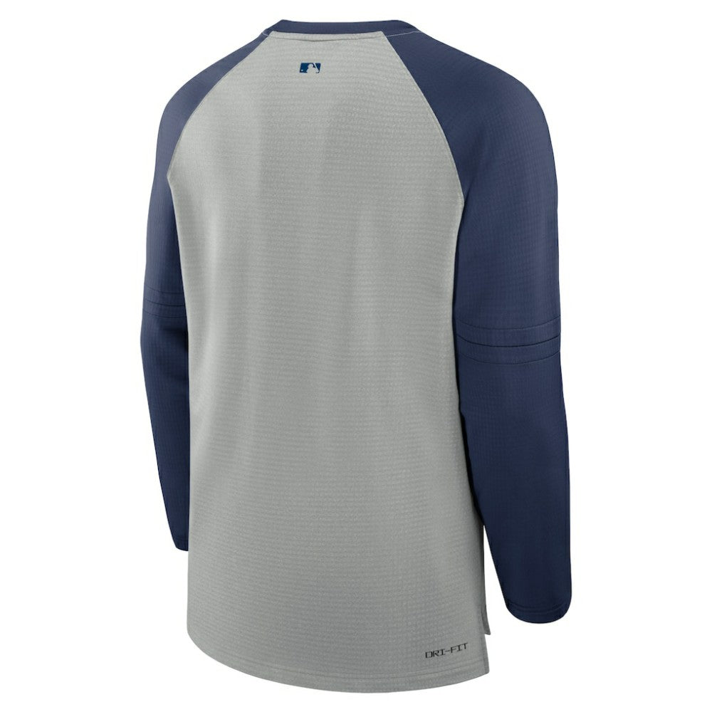 Tampa Bay Rays Authentic Collection Game Time Raglan Performance Long Sleeve T-Shirt - Heather Gray/Navy | Nike
