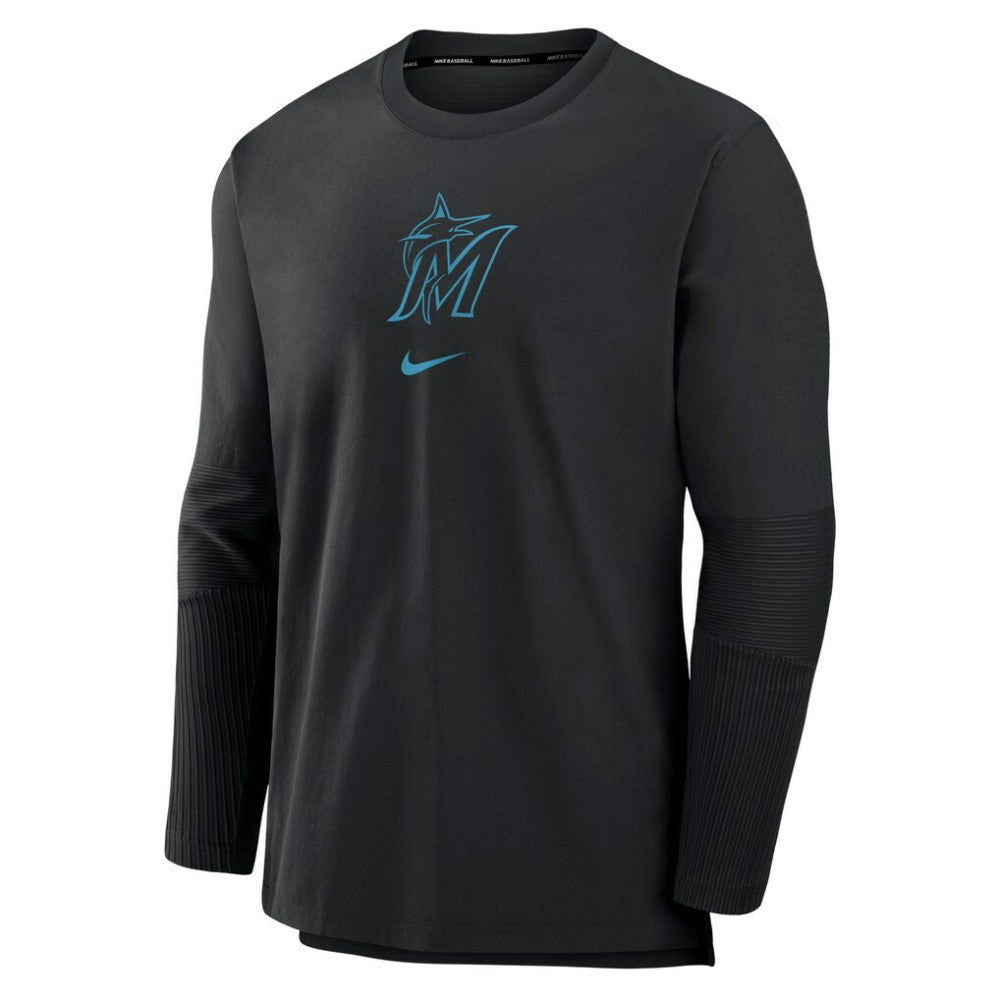 Miami Marlins Authentic Collection Player Dri-FIT Lightweight Pullover - Black | Nike