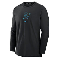 Miami Marlins Authentic Collection Player Dri-FIT Lightweight Pullover - Black | Nike