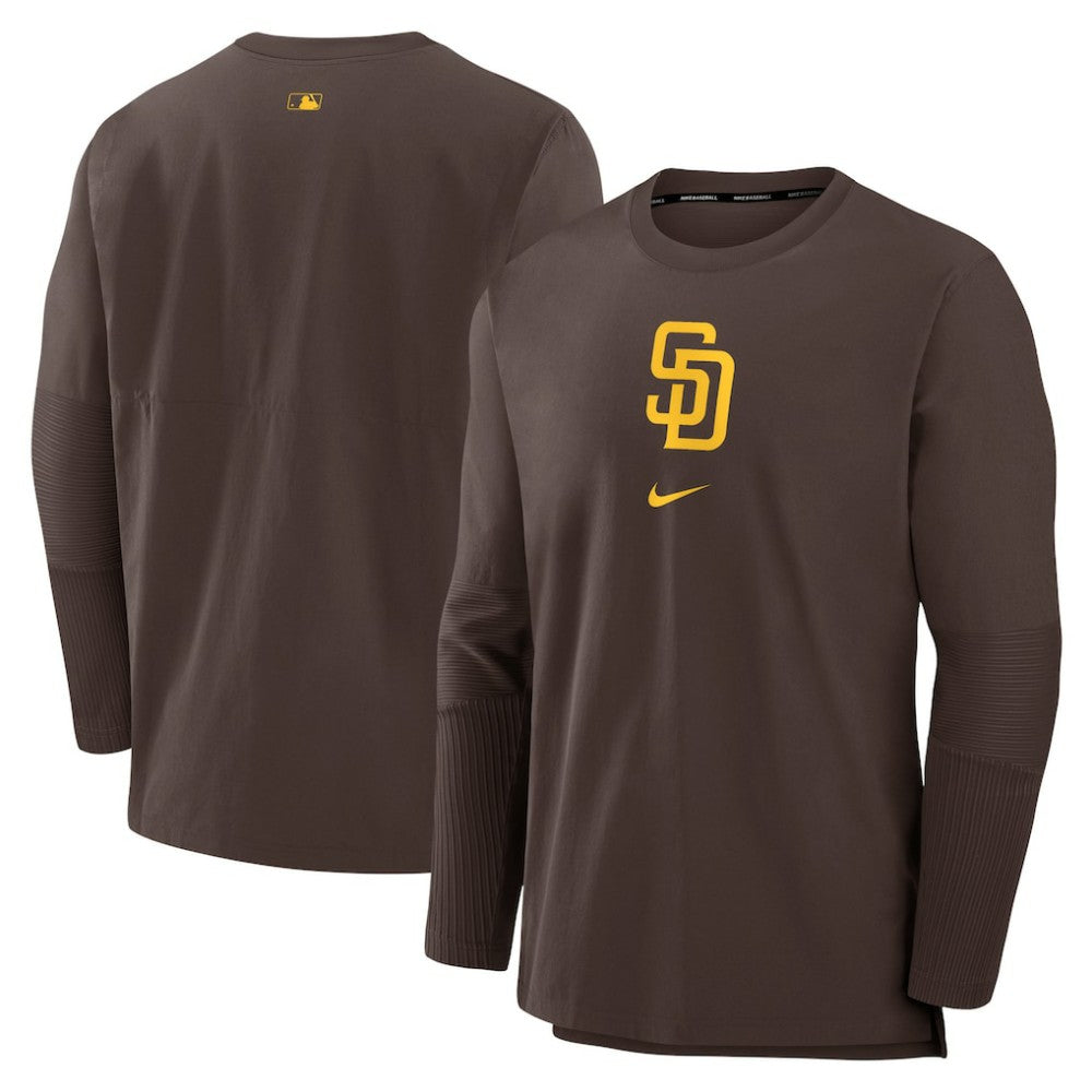 San Diego Padres Authentic Collection Player Dri-FIT Lightweight Pullover - Brown | Nike