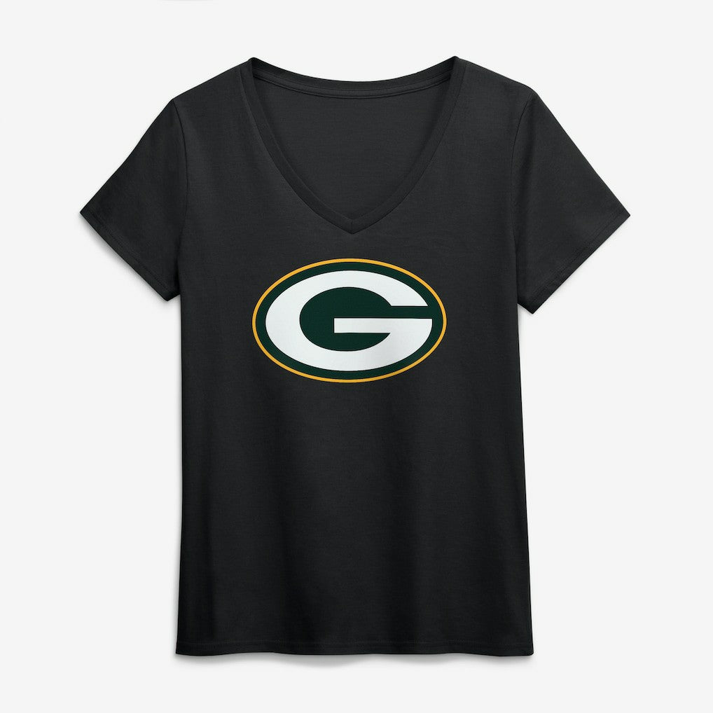 NFL Green Bay Packers Logo Athletic Women's Primary Logo V-Neck T-Shirt